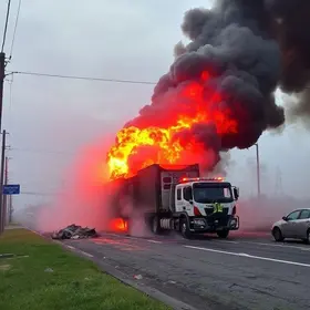 explosão caminhão Via Dutra